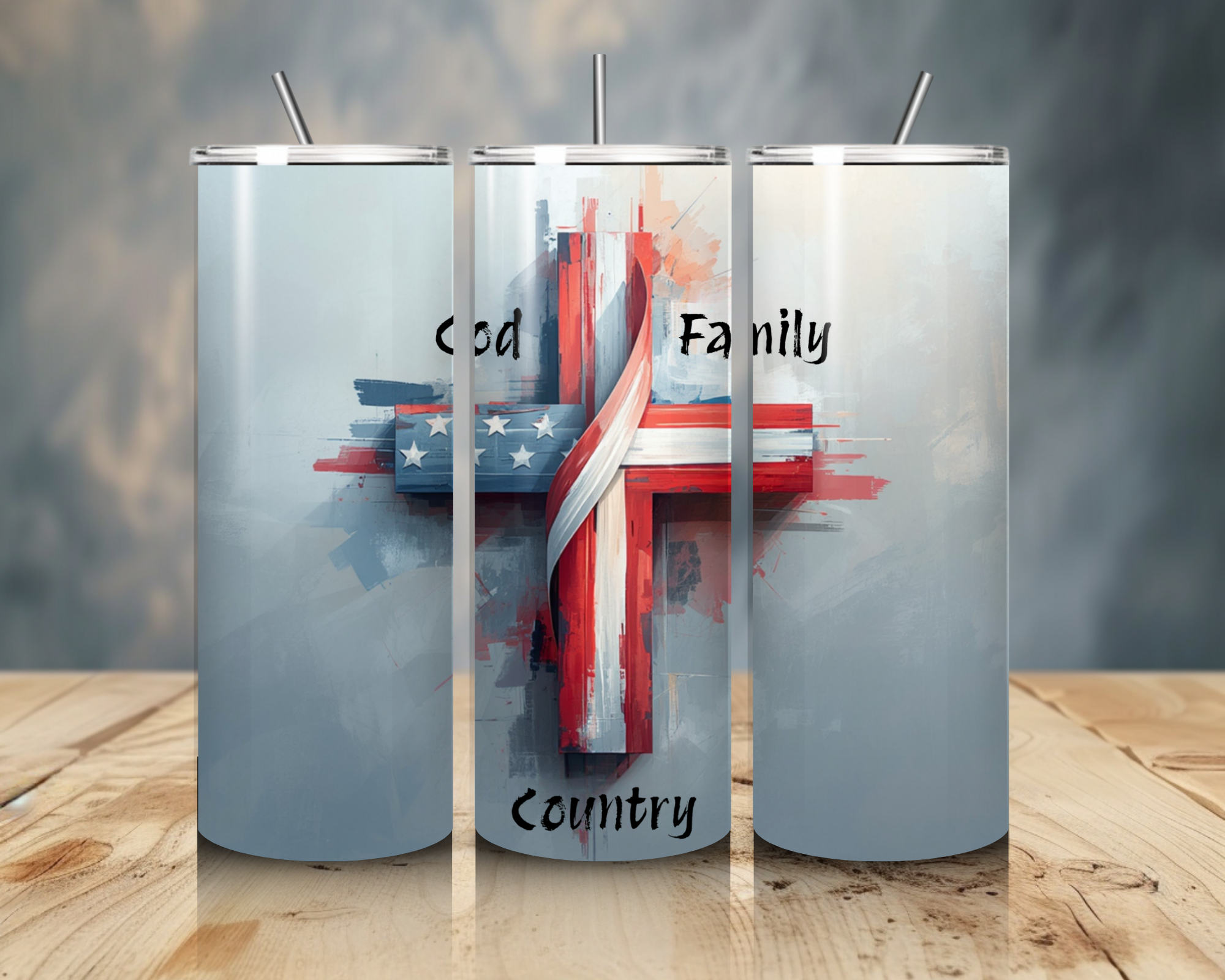 God Family Country Christian 20oz Tumbler – Patriotic Cross Faith Stainless Steel Travel Cup – American Christian Tumbler