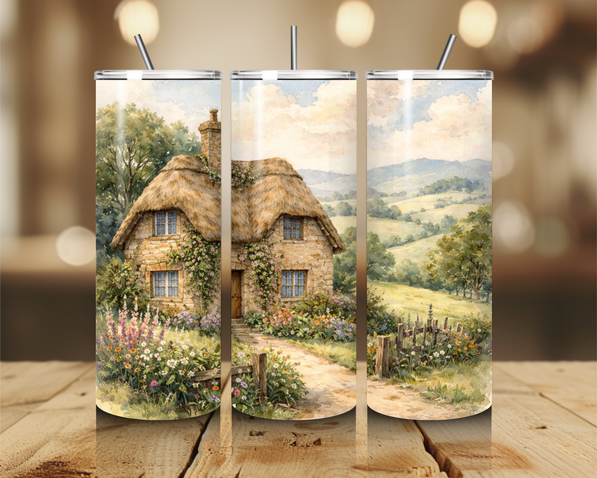 Cottagecore Cottage Garden 20oz Tumbler – Vintage Countryside Floral Cottage Stainless Steel Travel Cup – Farmhouse Garden Tumbler