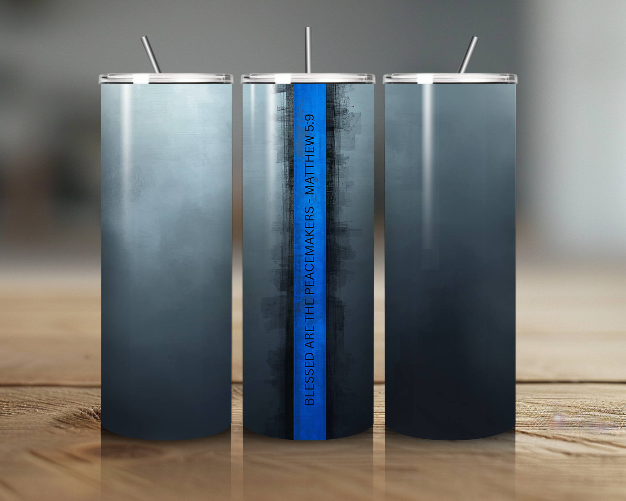 Blessed Are the Peacemakers Police Tumbler – Matthew 5:9 Christian 20oz Stainless Steel Tumbler – Thin Blue Line Faith Travel Cup