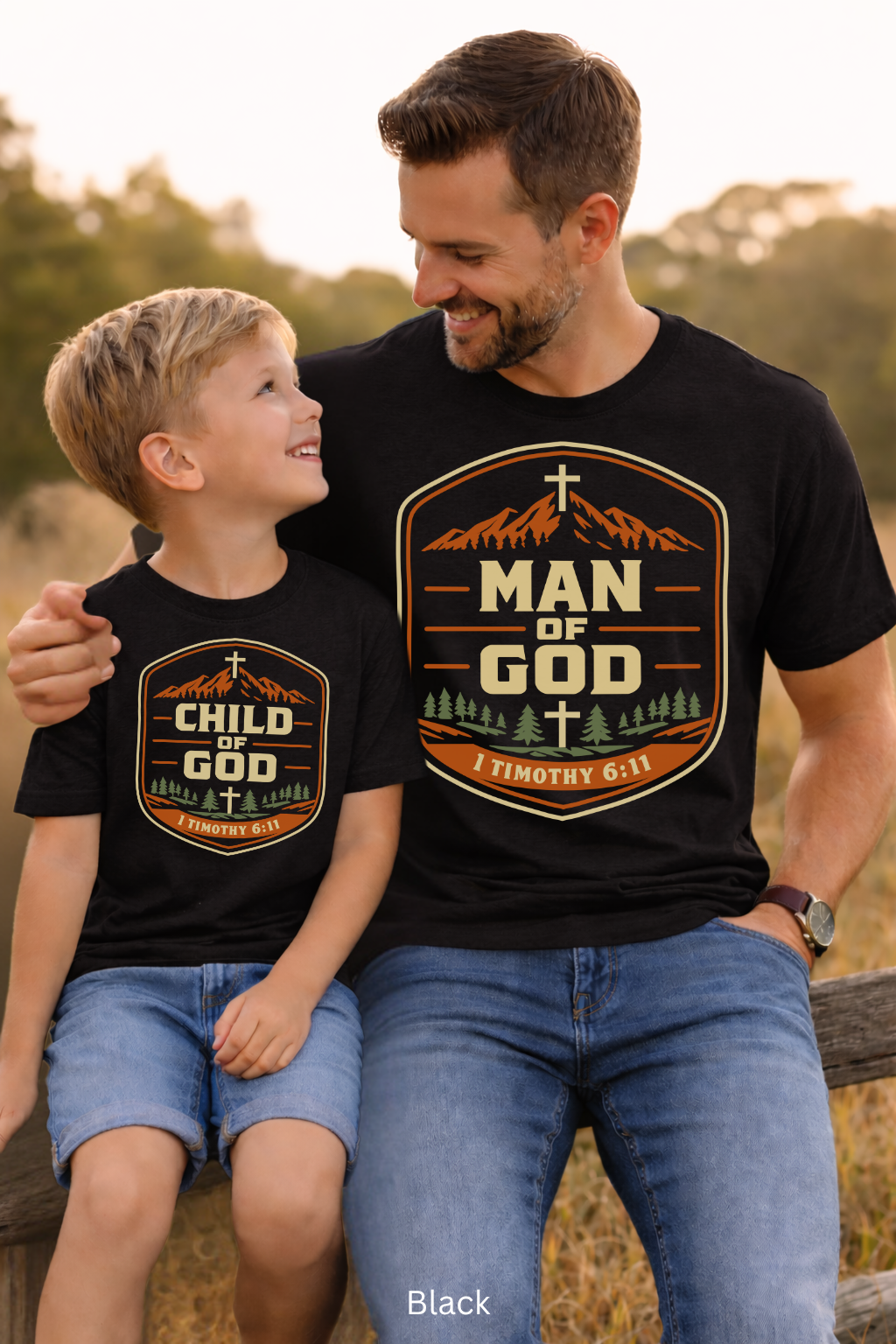 Faith-Filled Father & Son Matching Shirts | Man of God & Child of God | Christian Family Tees