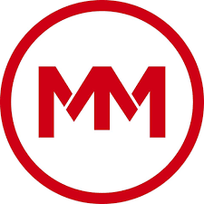Red letter 'M' logo inside a red circle