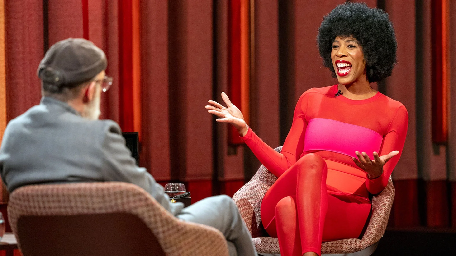 Miss Erica Storm being interviewed on The Tommy Tiernan show.
