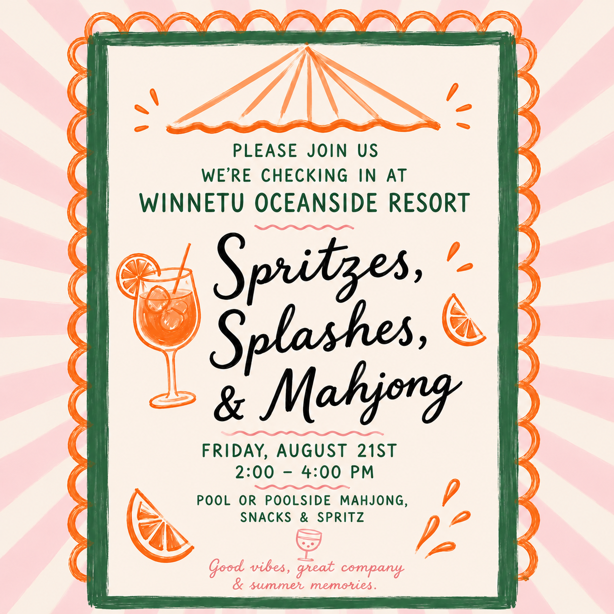 Spritzes, Splashes & Mahjong at Winnetu Oceanside Resort