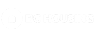 BC Housing logo with a house icon on a black background.