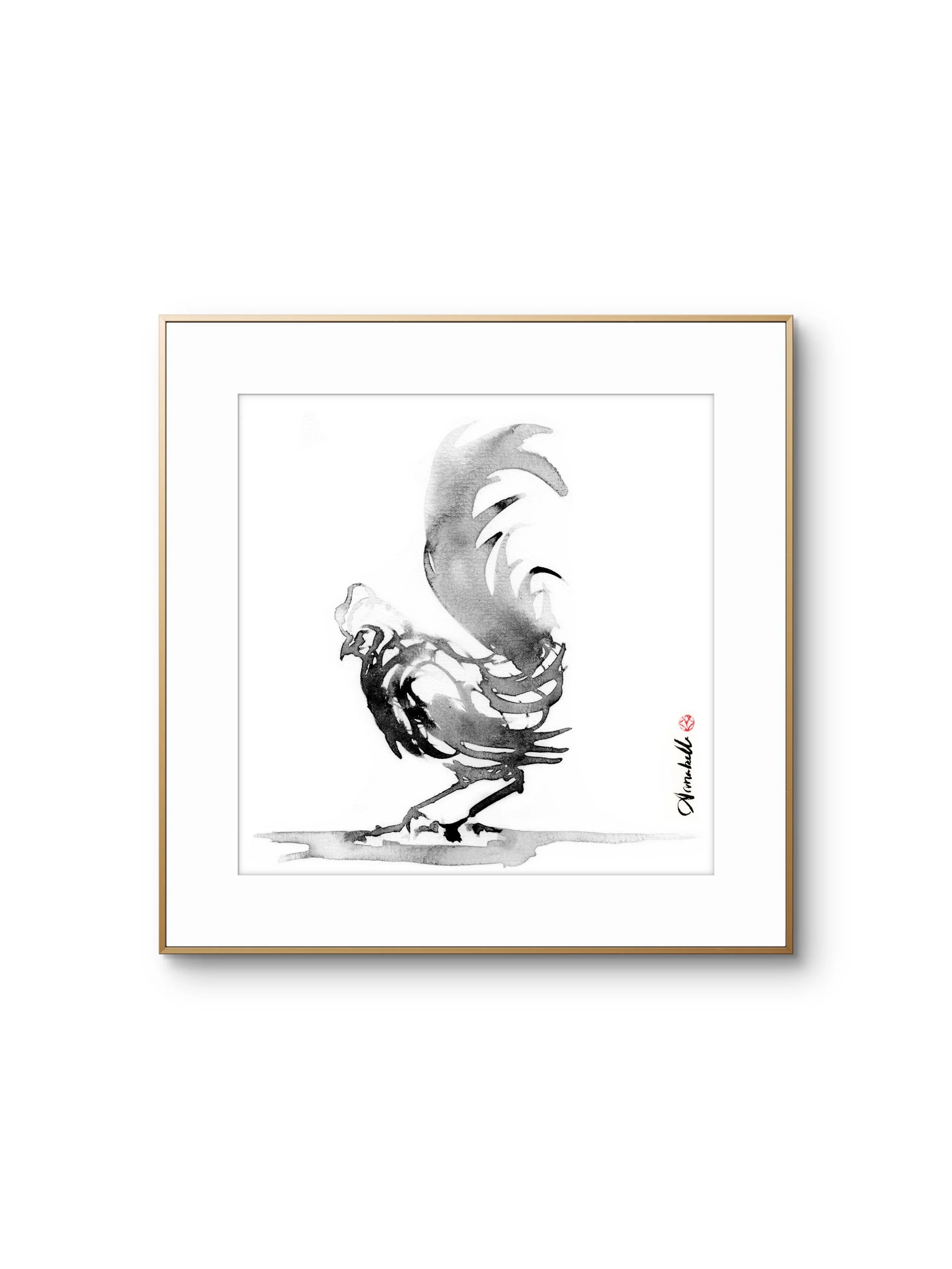 Lighten Glass Annabelle Rooster 5 Framed.JPG