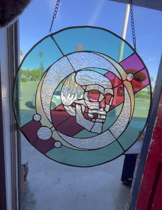 Skull Circle Stained Glass Decorative Copper Foil Lighten Glass & Graphics by Annabelle