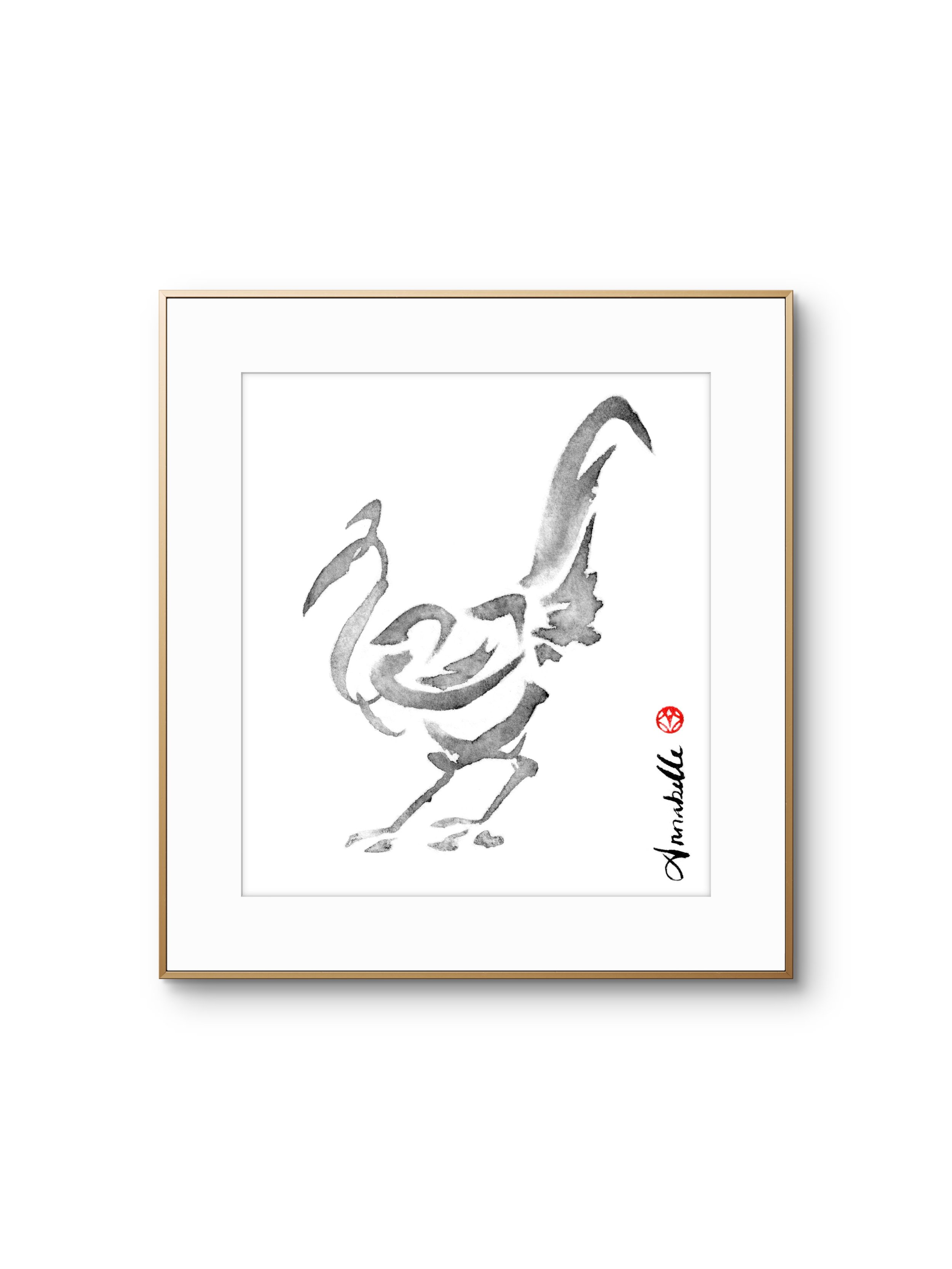 Lighten Glass Annabelle Rooster 6 Framed.JPG