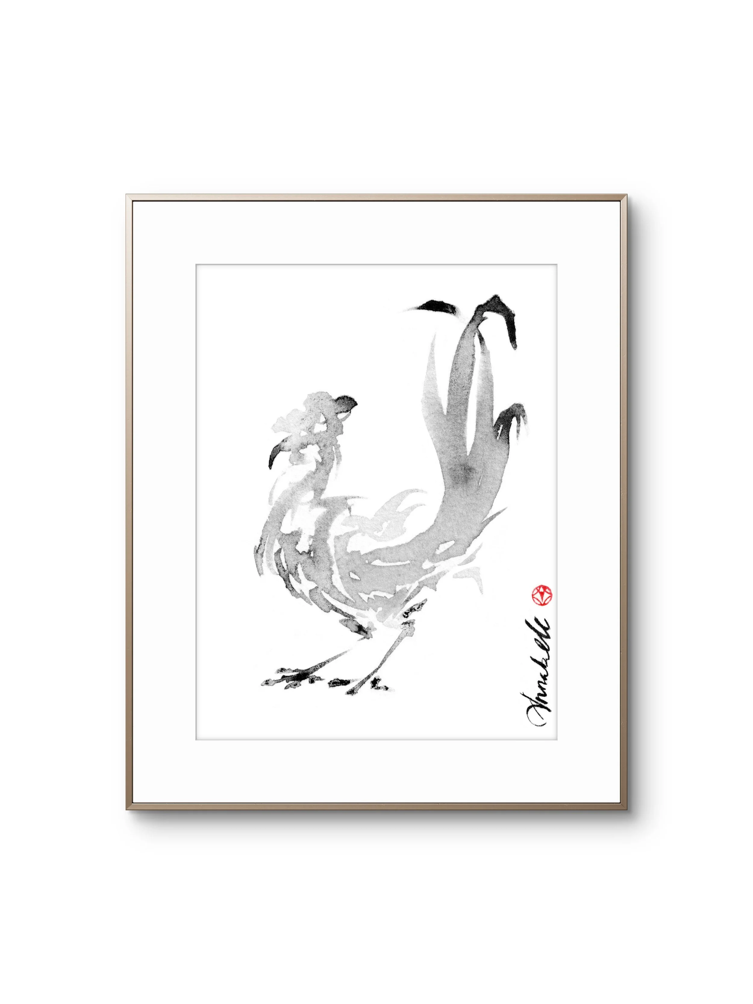 Lighten Glass Annabelle Rooster 14 Framed.JPG