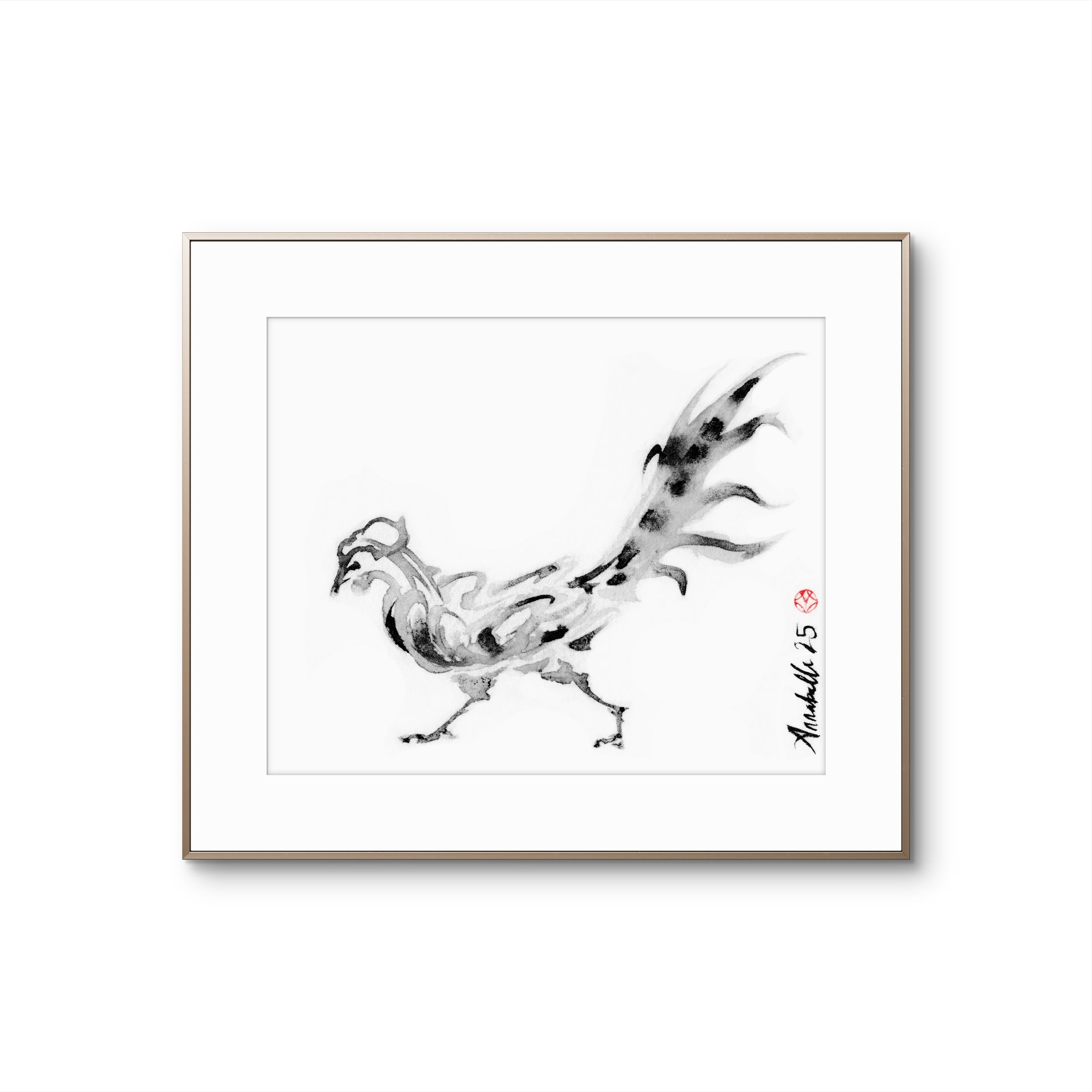 Lighten Glass Annabelle Rooster 12 Framed.JPG
