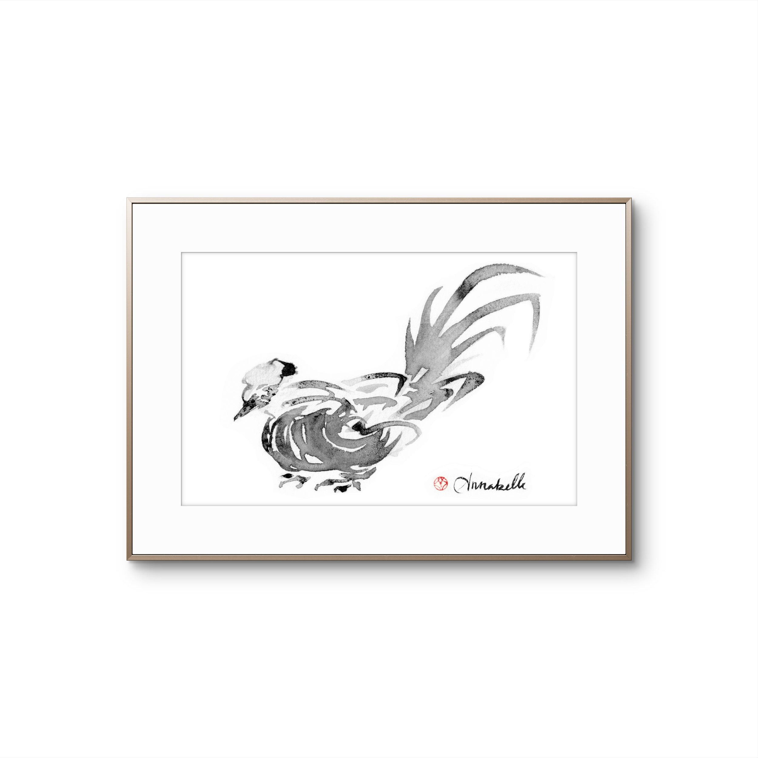 Lighten Glass Annabelle Rooster 7 Framed.JPG