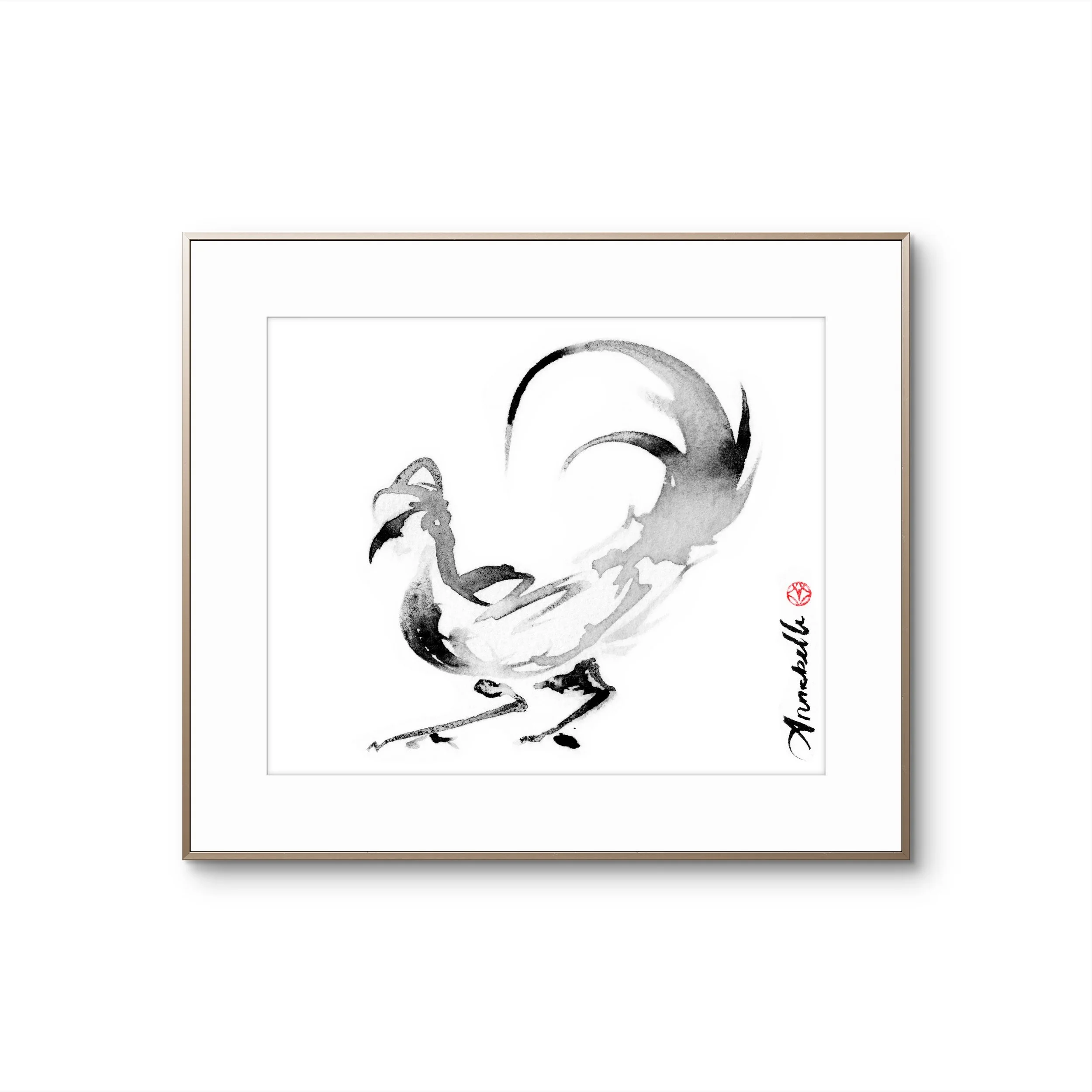 Lighten Glass Annabelle Rooster 13 Framed.JPG