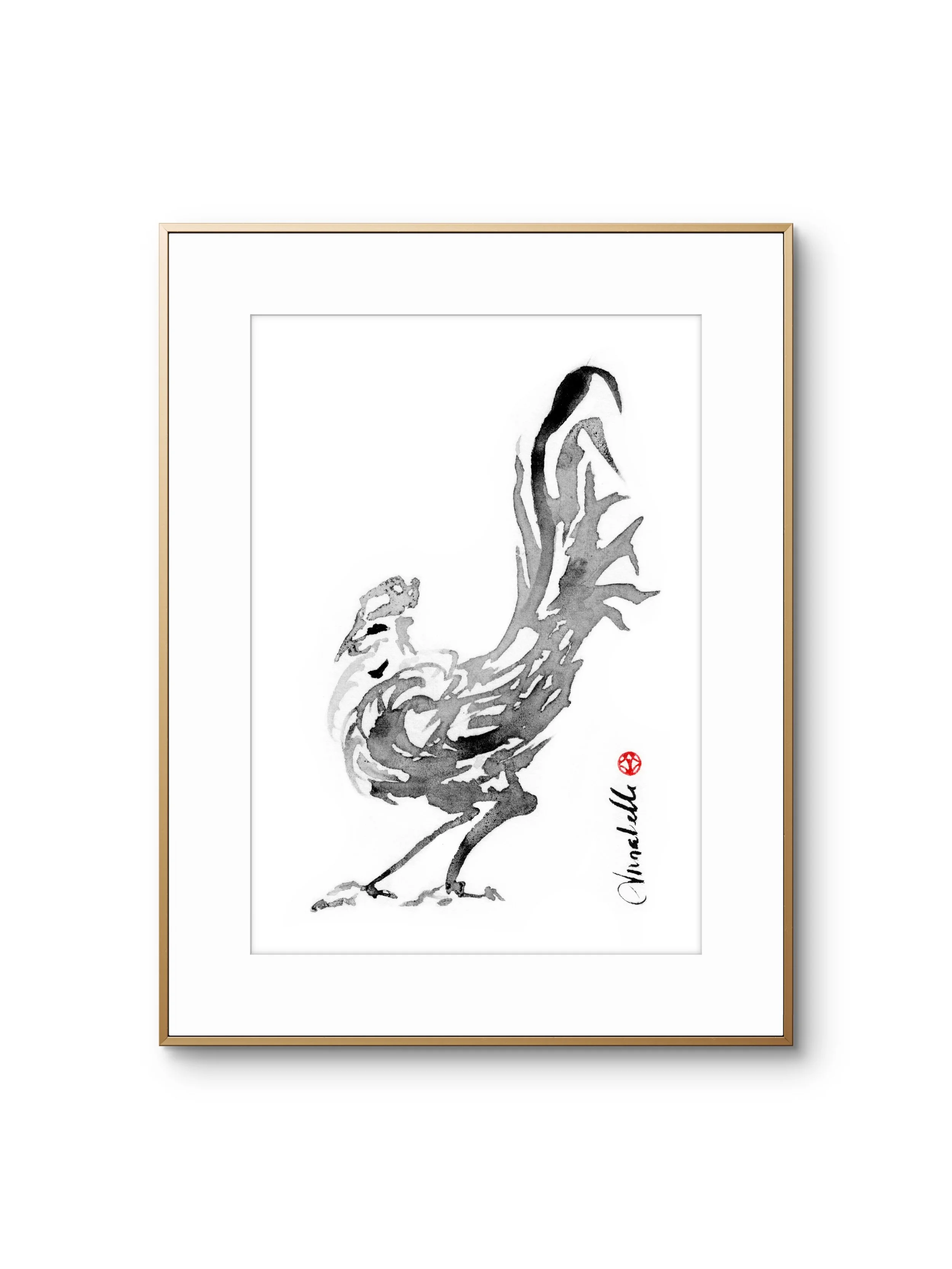 Lighten Glass Annabelle Rooster 3 Framed.JPG