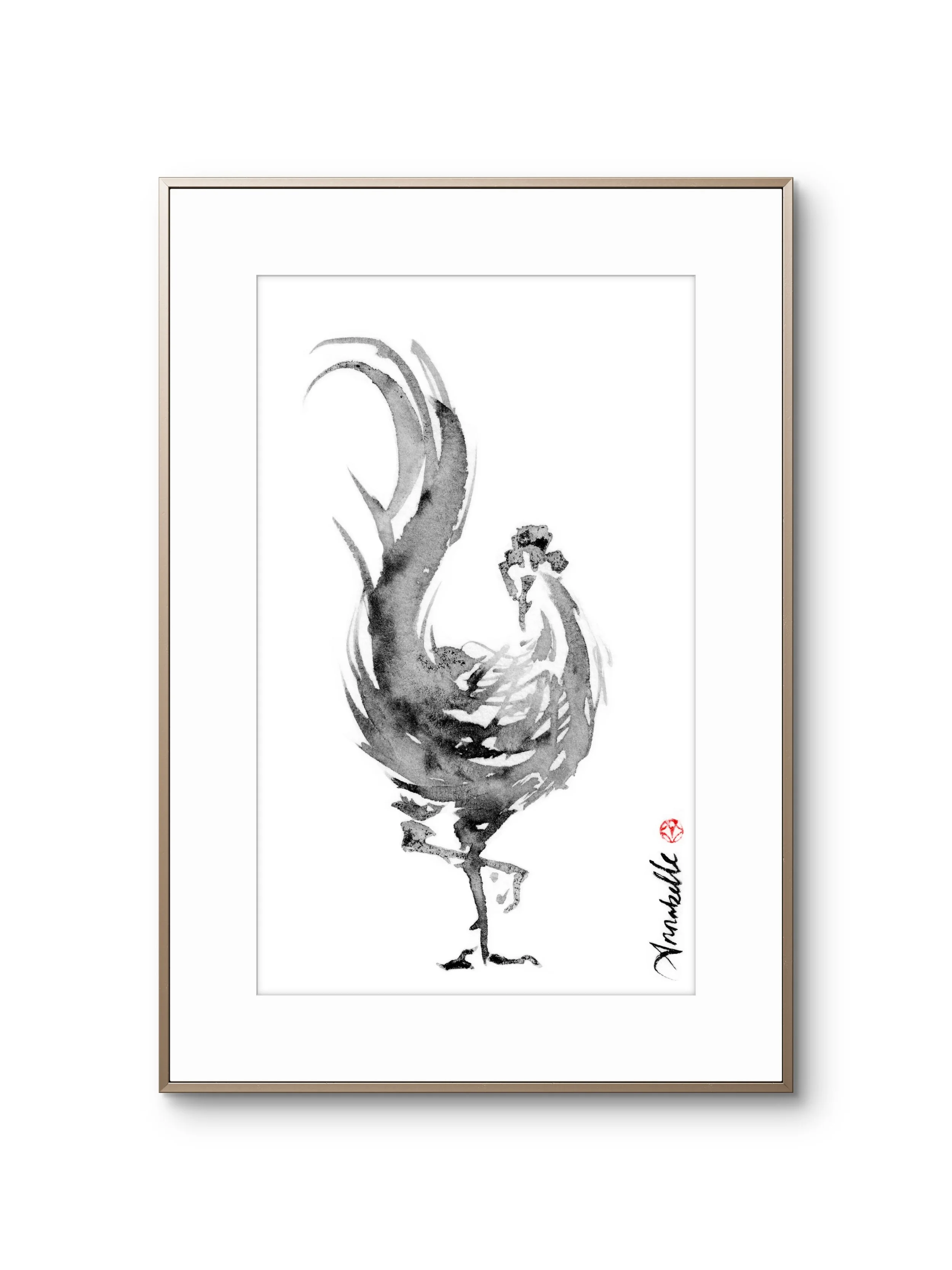 Lighten Glass Annabelle Rooster 11 Framed.JPG