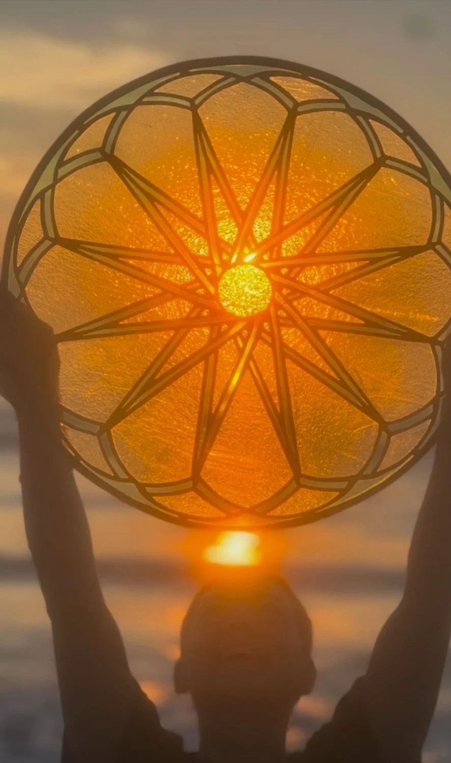 Green Yellow Geometric Star Stained Glass Copper Foil Lighten Glass & Graphics by Annabelle