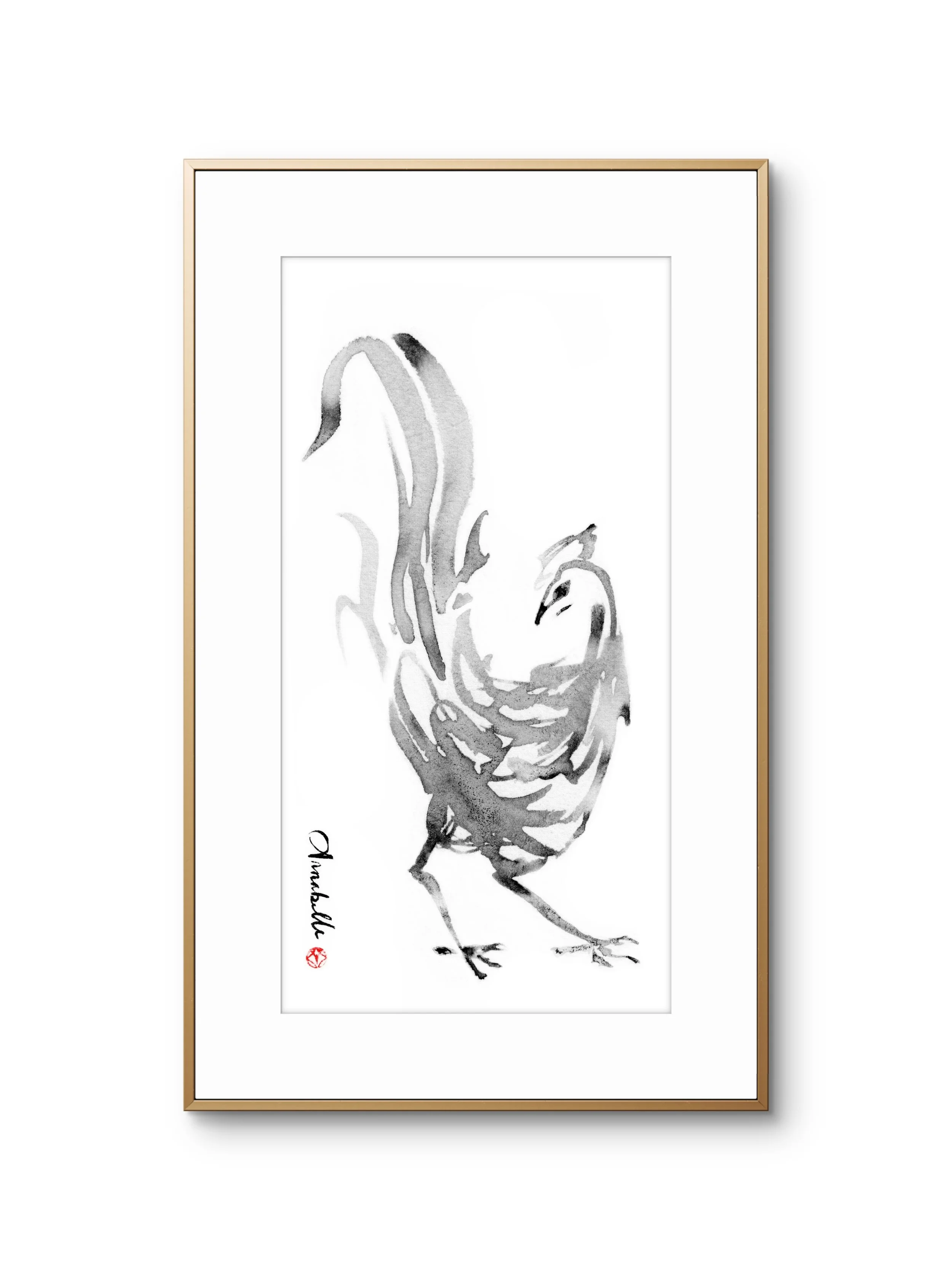 Lighten Glass Annabelle Rooster 2 Framed.JPG
