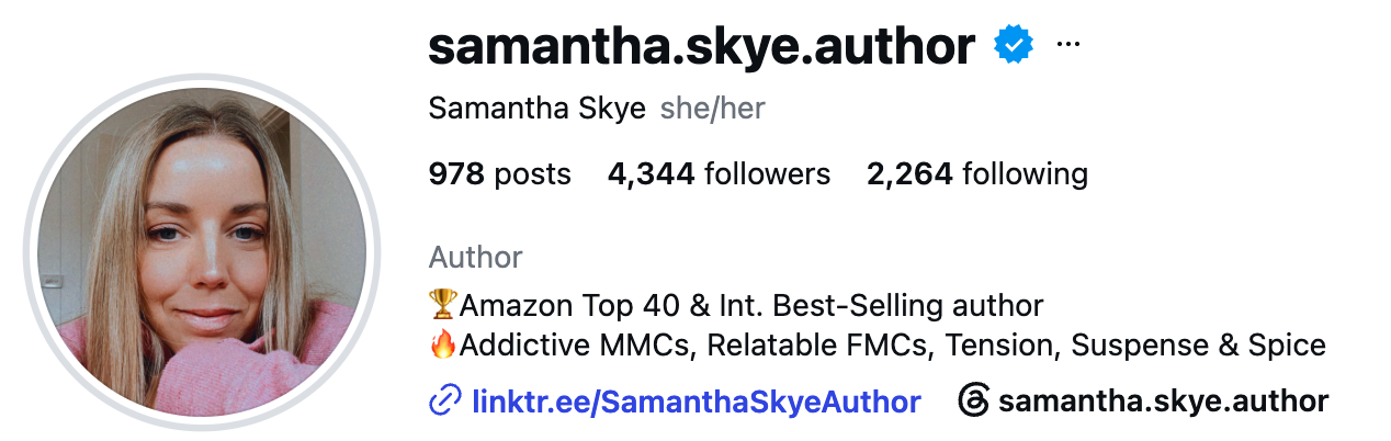 Image showing current Samantha Skye Instagram Profile