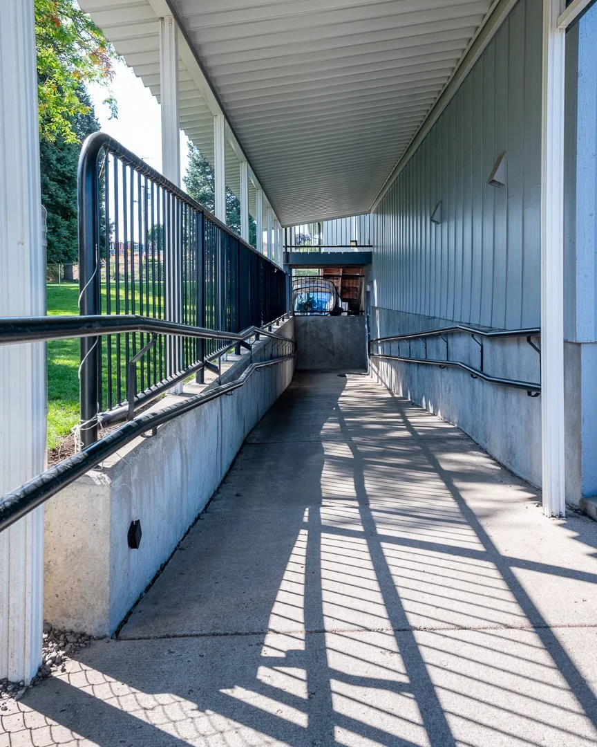 Ramp to basement classrooms