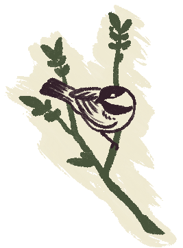 A small bird perched on a leafy branch.