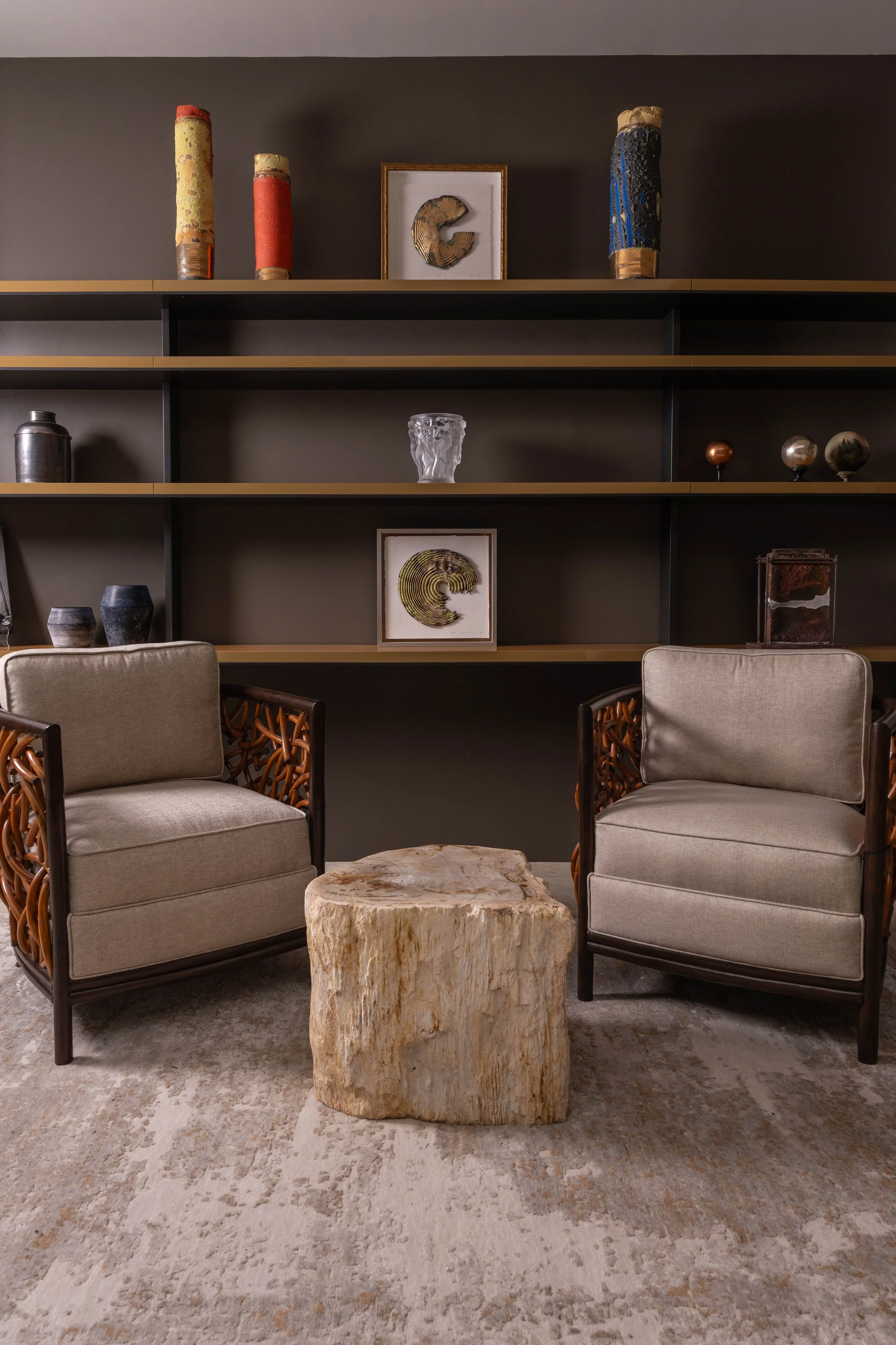 Cozy sitting area in home foyer. 