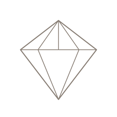 Outline drawing of a diamond.