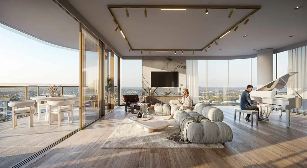 Open-plan living area at Hamilton Grove