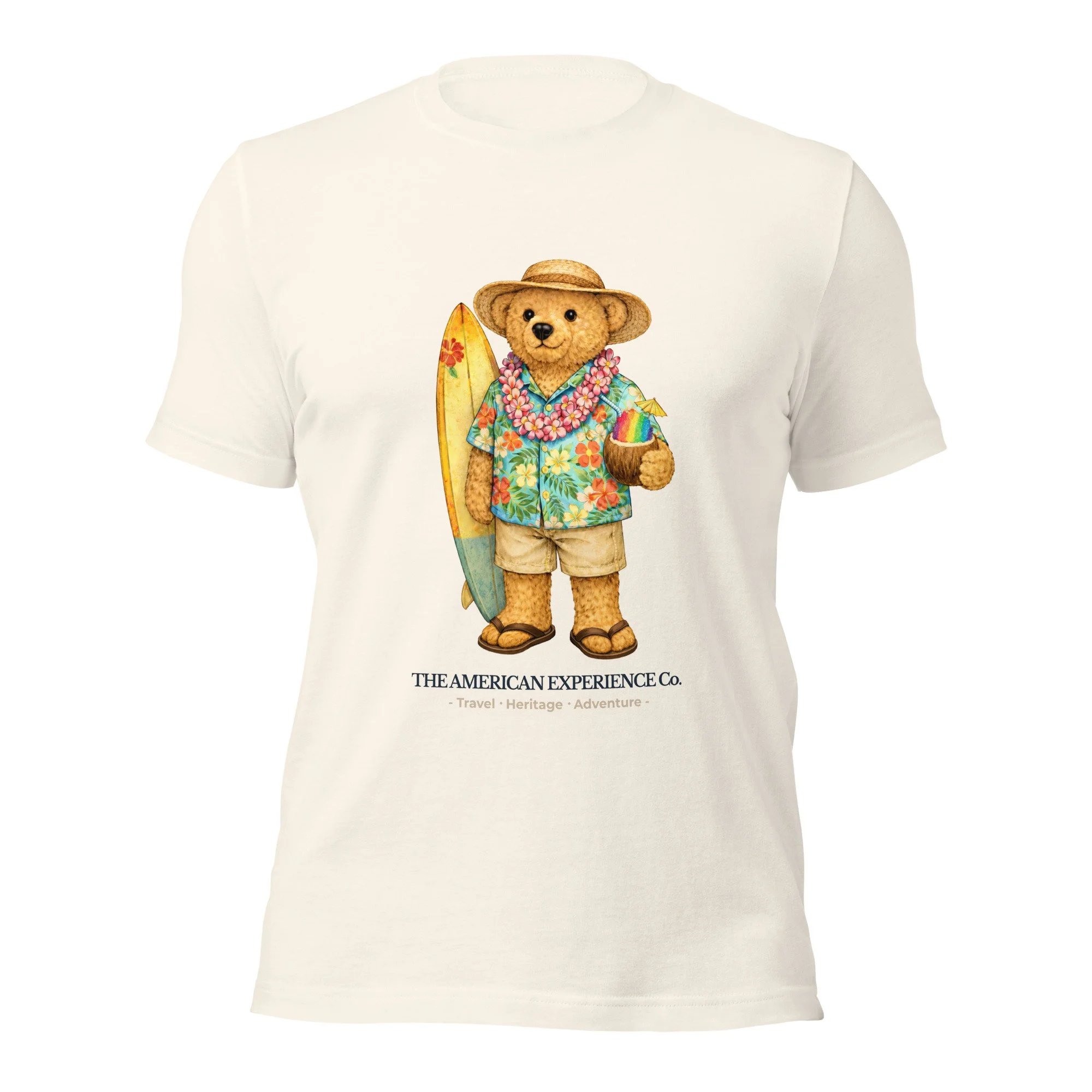 Hawaii Travel Bear Unisex t-shirt (Vintage White)