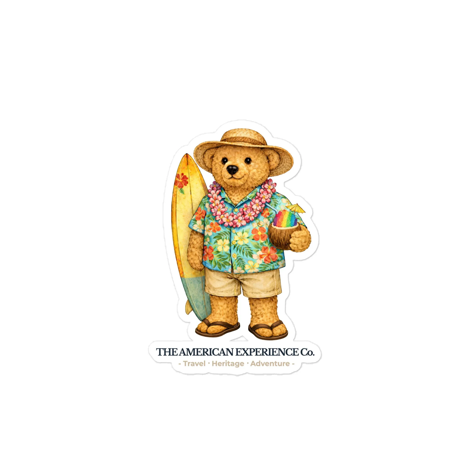Hawaii Travel Bear - Premium Vinyl Sticker