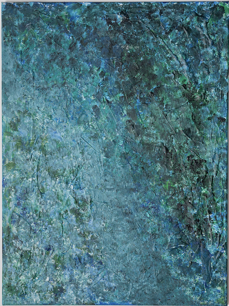 Blue and green acrylic on canvas painting