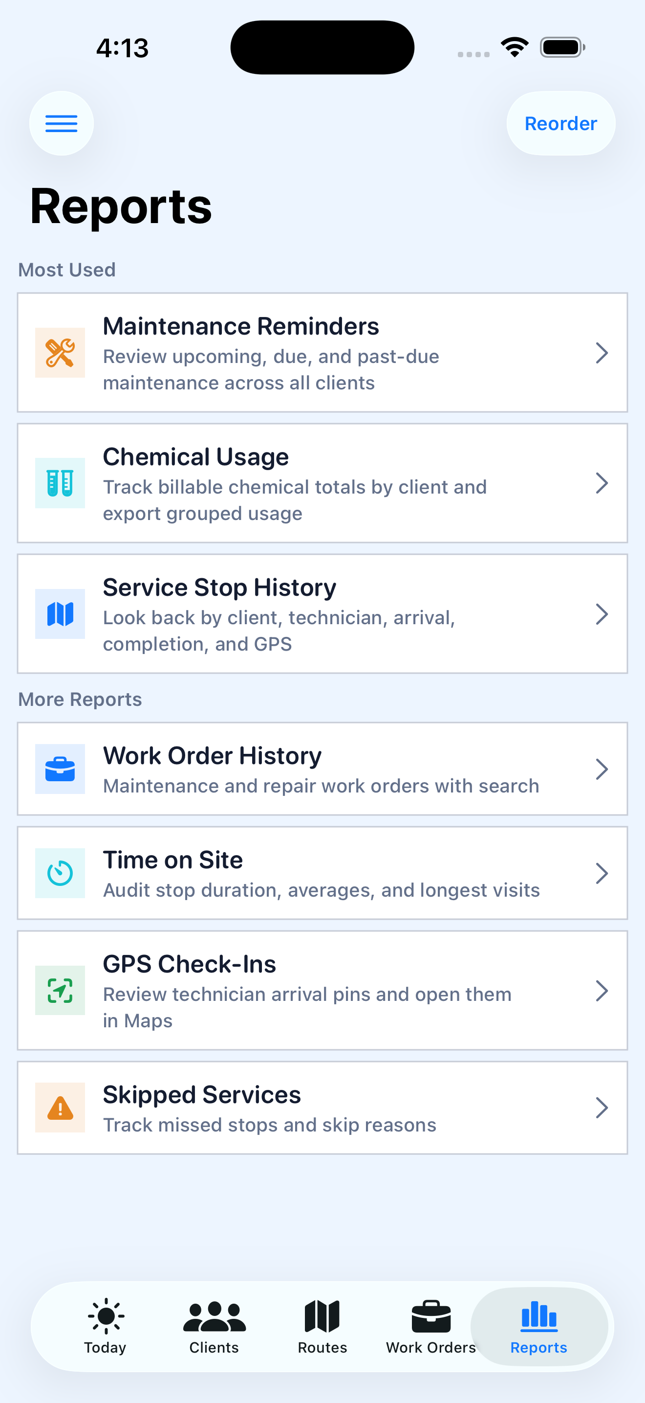 Service Hopper Reports