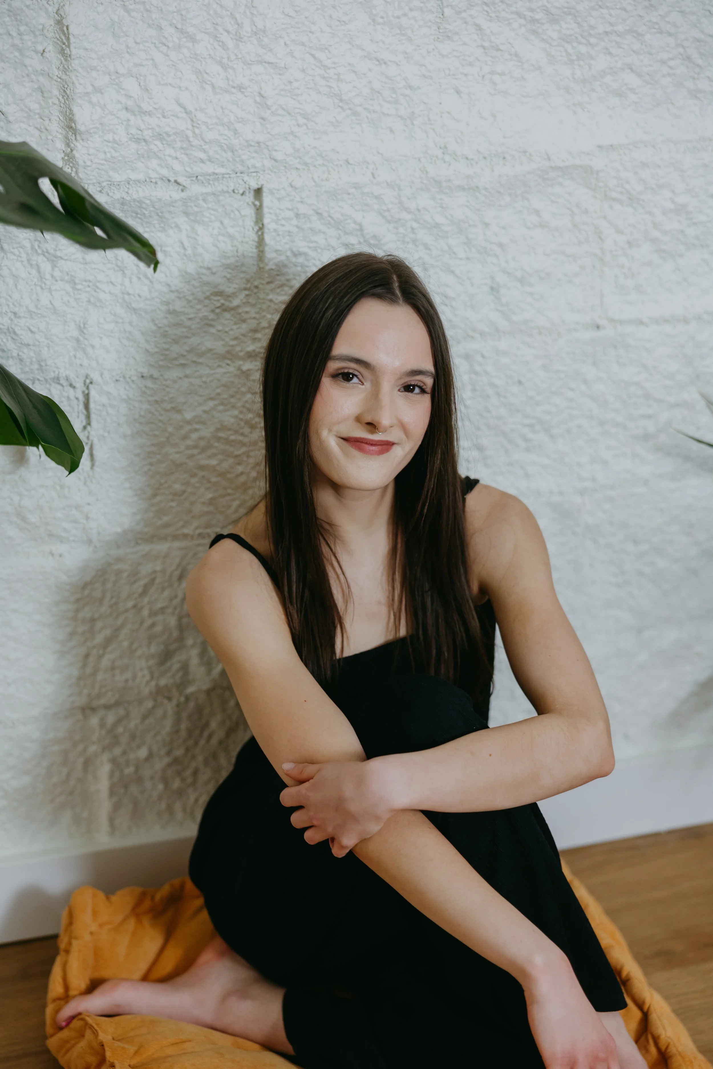 Shaina McParlon is inviting and welcoming, teaching yoga.