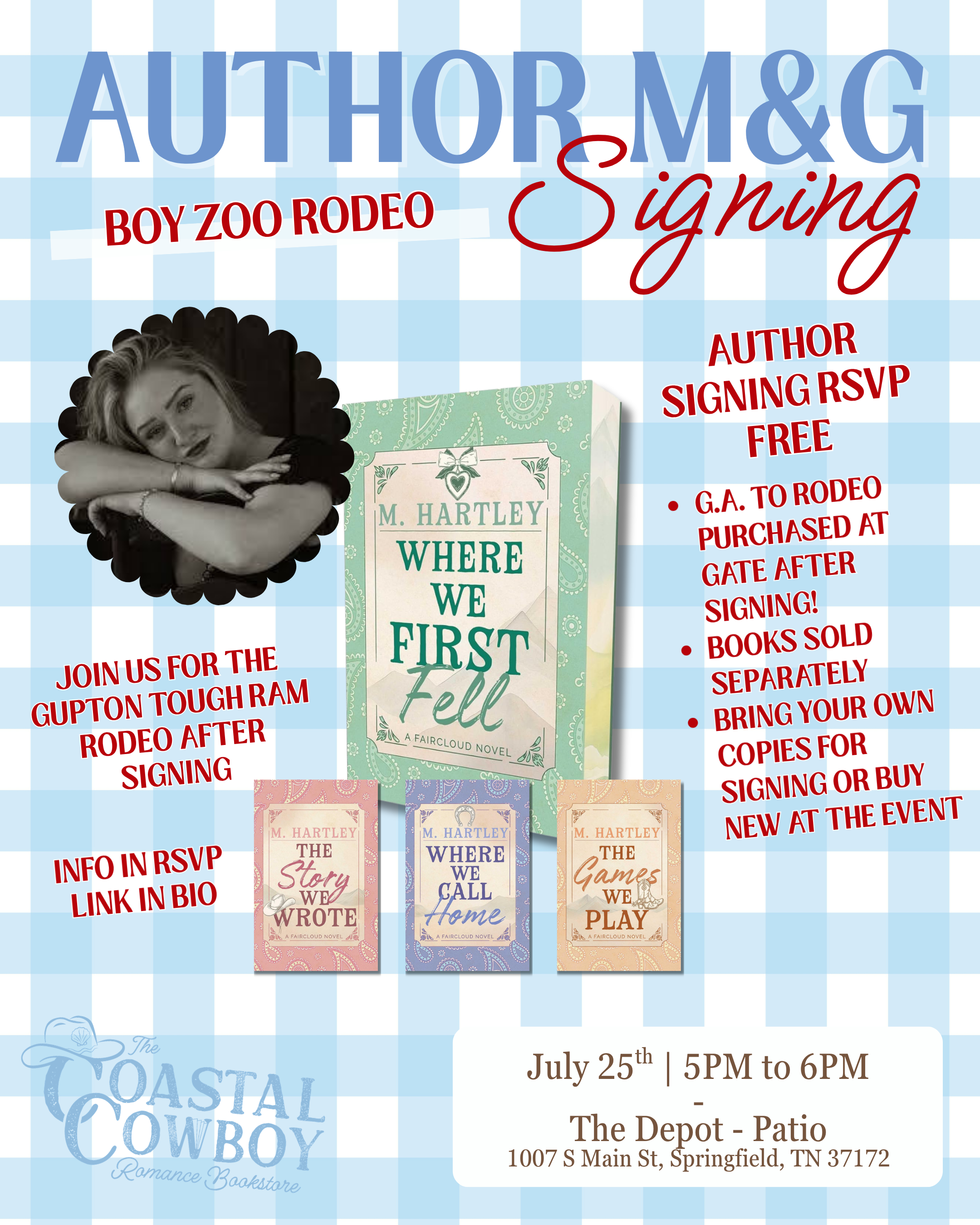 M. HARTLEY, AMBER KELLY, C. HEBERT  | BOOK RELEASE + AUTHOR SIGNING | JULY'S RODEO & BOOKS | Gupton's Ram Tough Rodeo