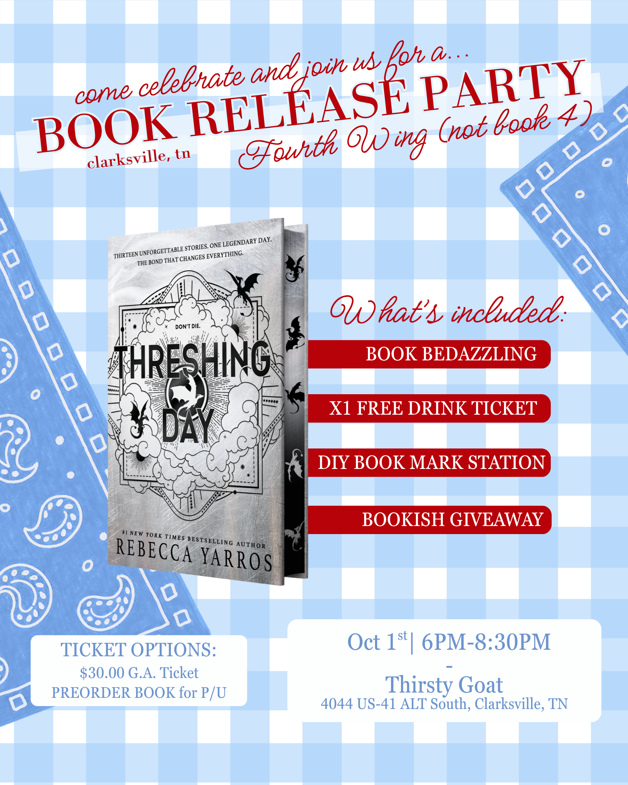 FOURTH WING RELEASE PARTY + BOOK BEDAZZLING (CLARKSVILLE, TN)