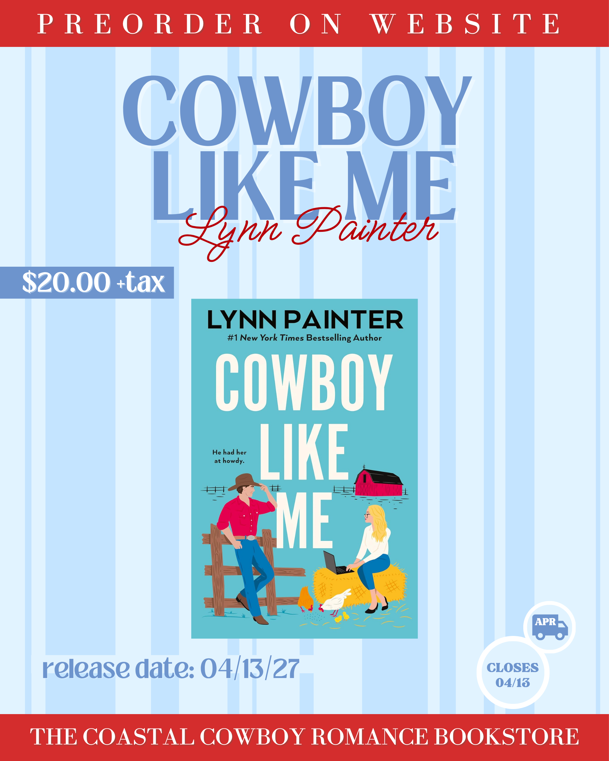 COWBOY LIKE ME BY LYNN PAINTER | PREORDER