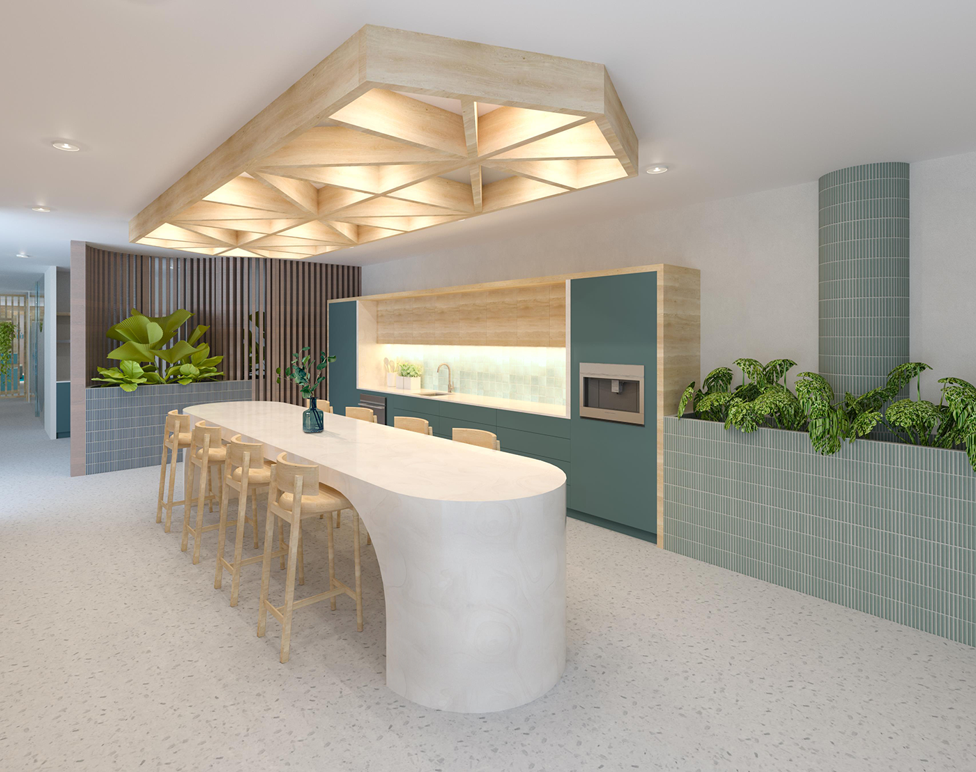 Soul Sanctuary Interior Design | Sunshine Coast to Noosa | Commercial Kitchen Render Maroochydore