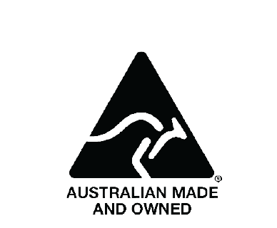 Logo of Australian Made logo with mountain and wave design.
