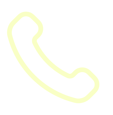 Icon of a phone receiver with a yellow outline on a black background.