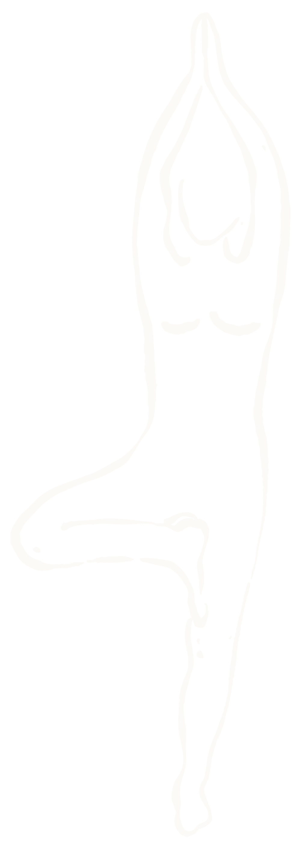 A black and white line drawing of a human figure in a yoga pose with hands pressed together in prayer position above the head, eyes closed, standing on one leg with the other leg bent and resting against the standing leg.