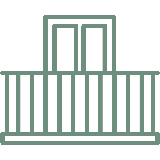 Icon of a residential house with a front porch and balcony
