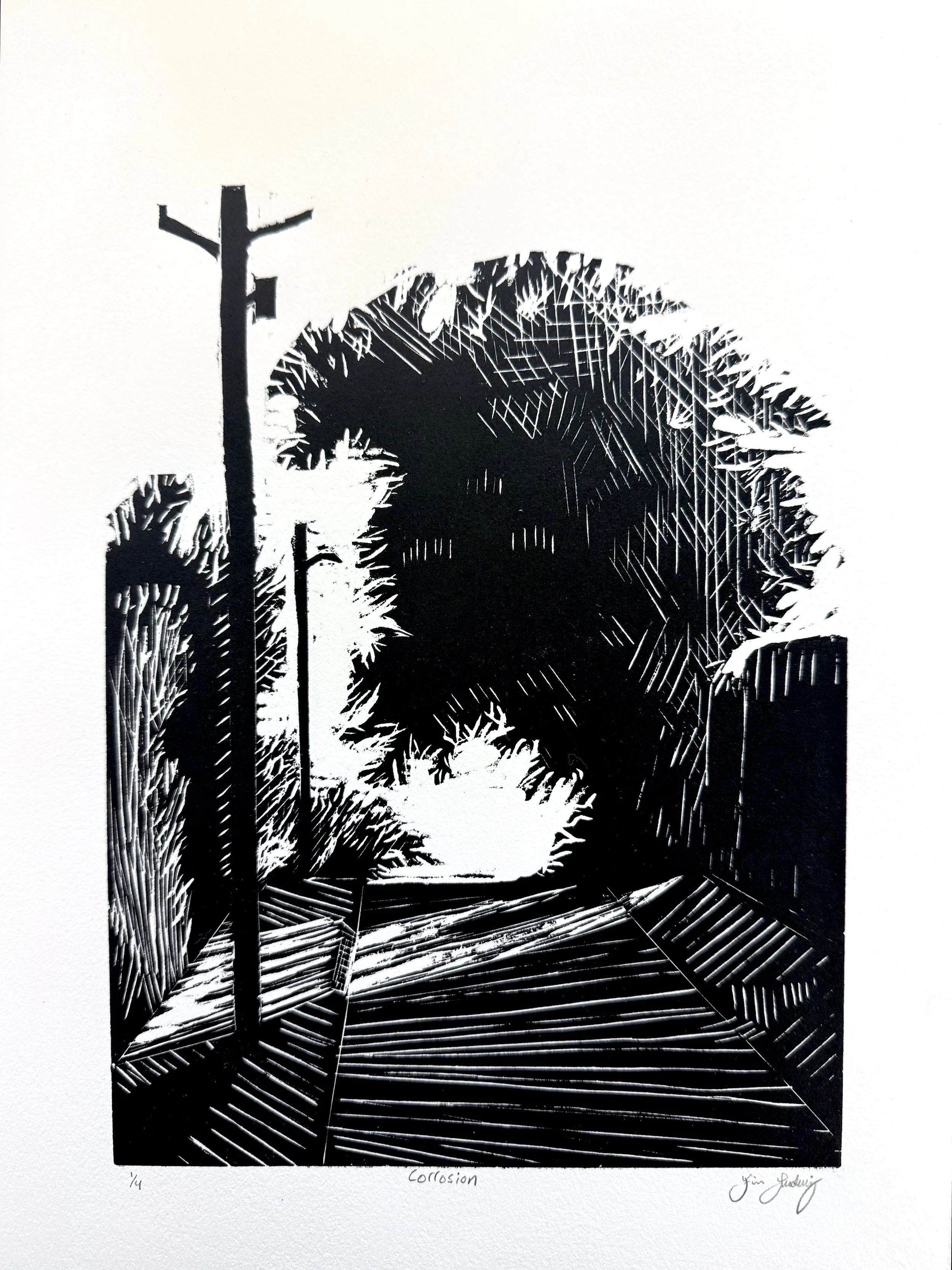 Corrosion : 9*12 Woodblock print