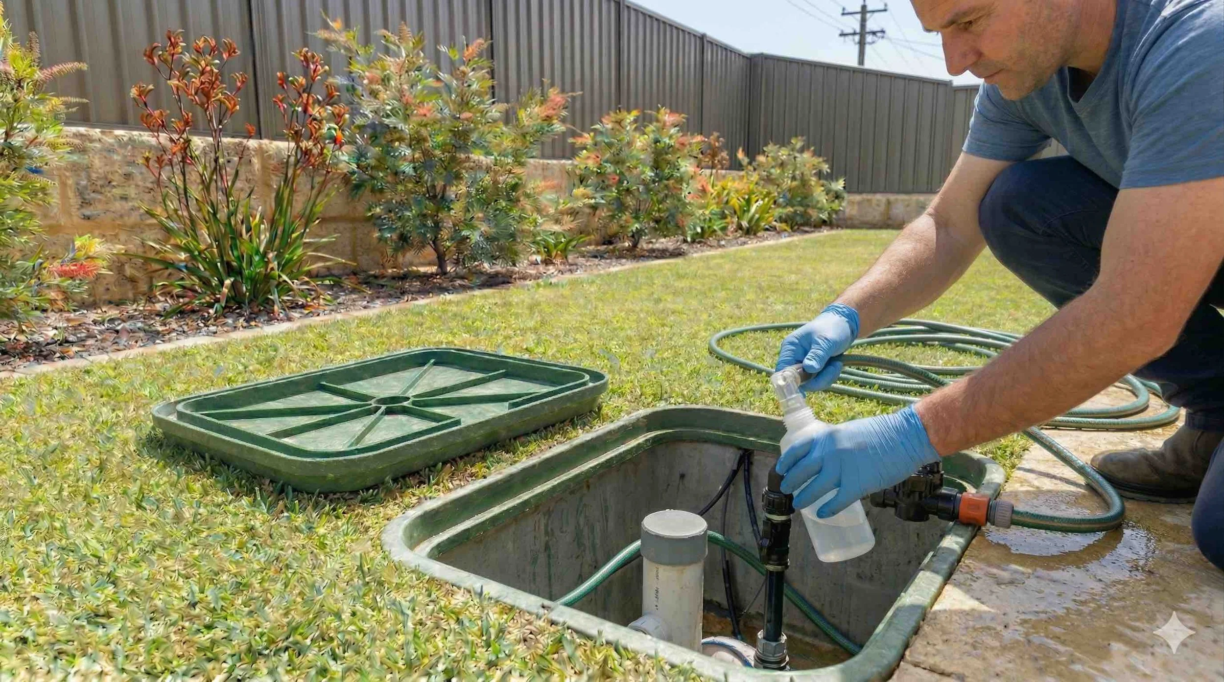 Image of man collecting a sample of bore water