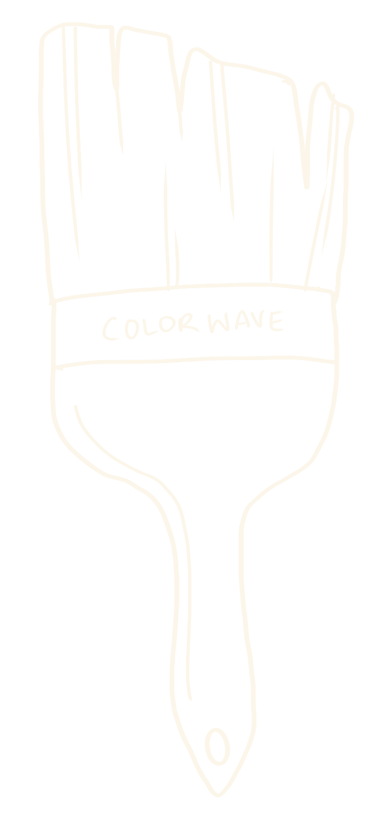 A black background with a white outline drawing of a paintbrush labeled "Color Wave".