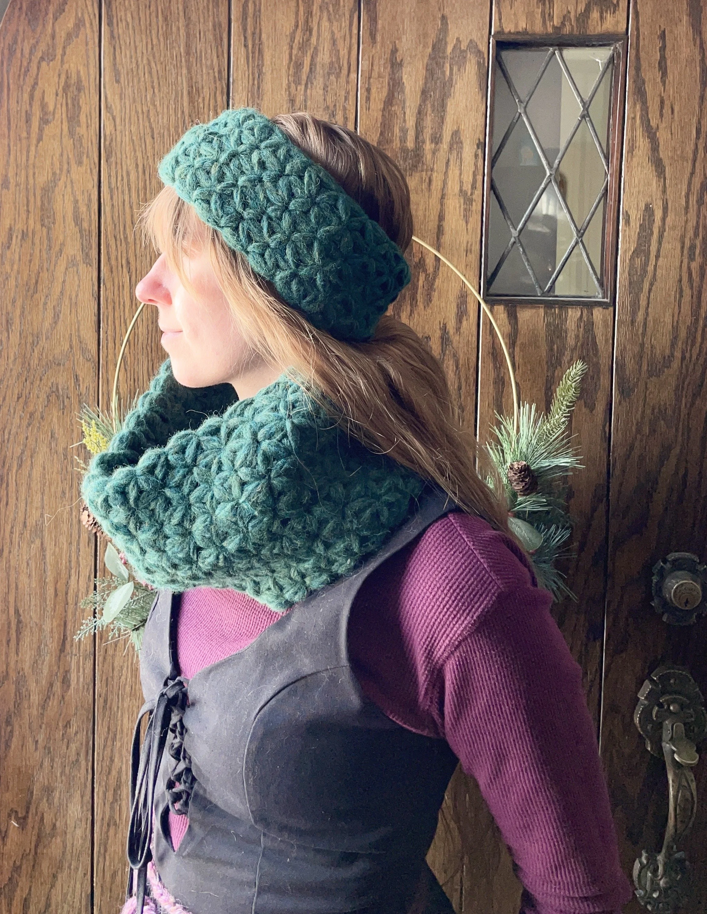 Jasmine headband and cowl