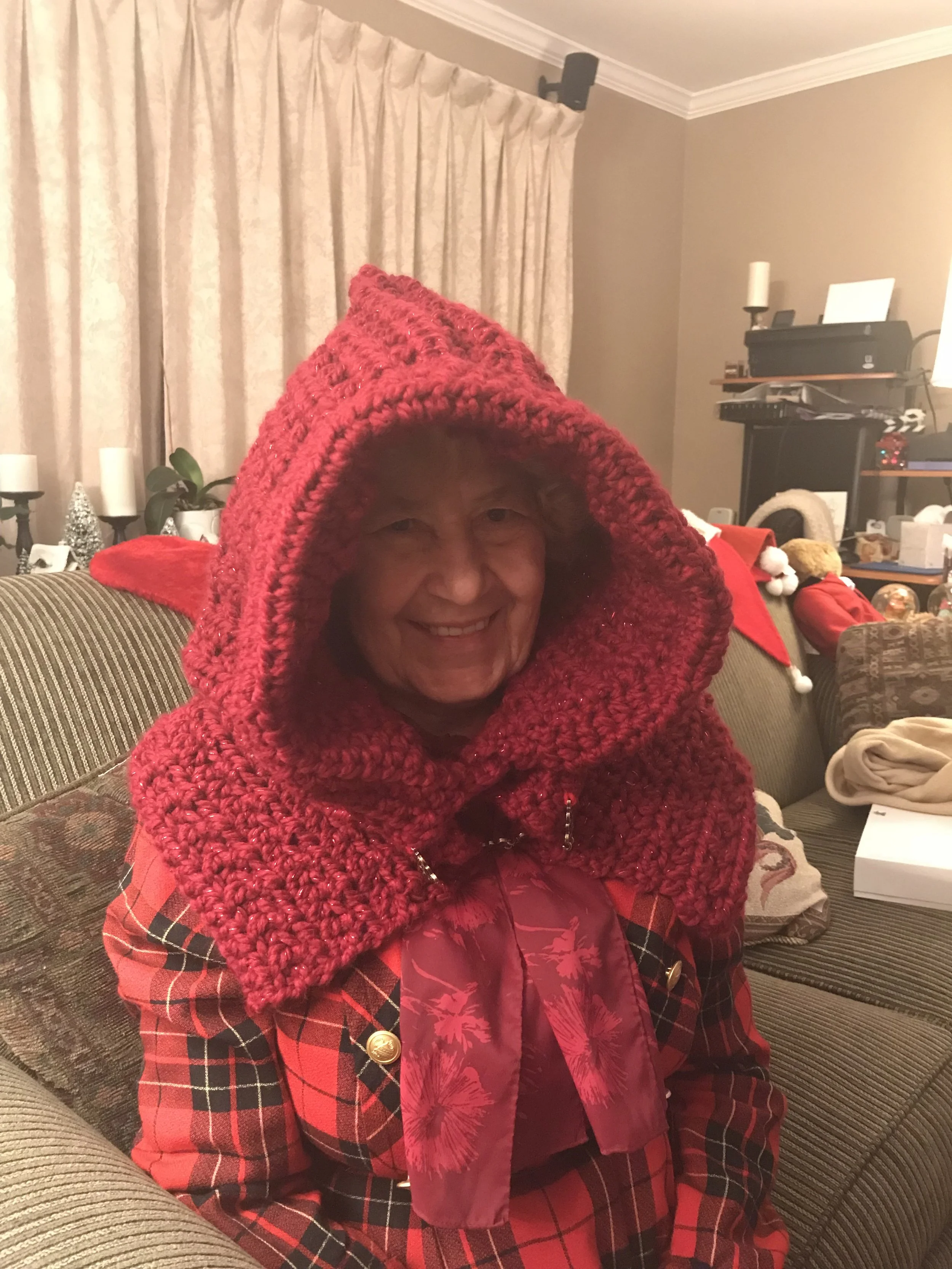 My first hood, I gifted it to my Hungarian Grandmother, she loved it. she's an angel