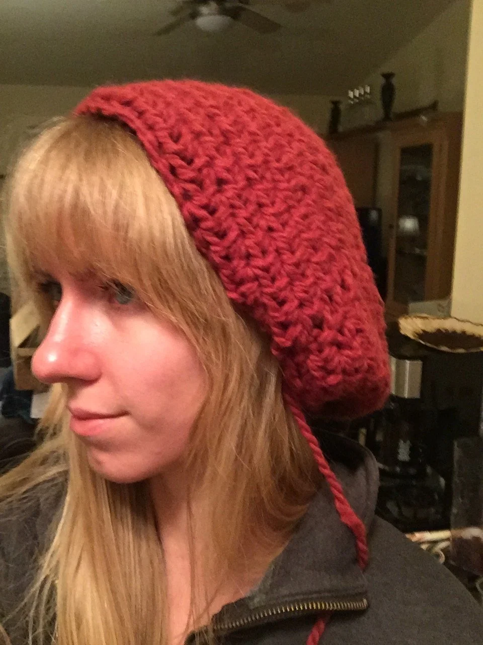 Next I tried following my first pattern, a slouchy beany. It did not turn out very well - it got so big!!!