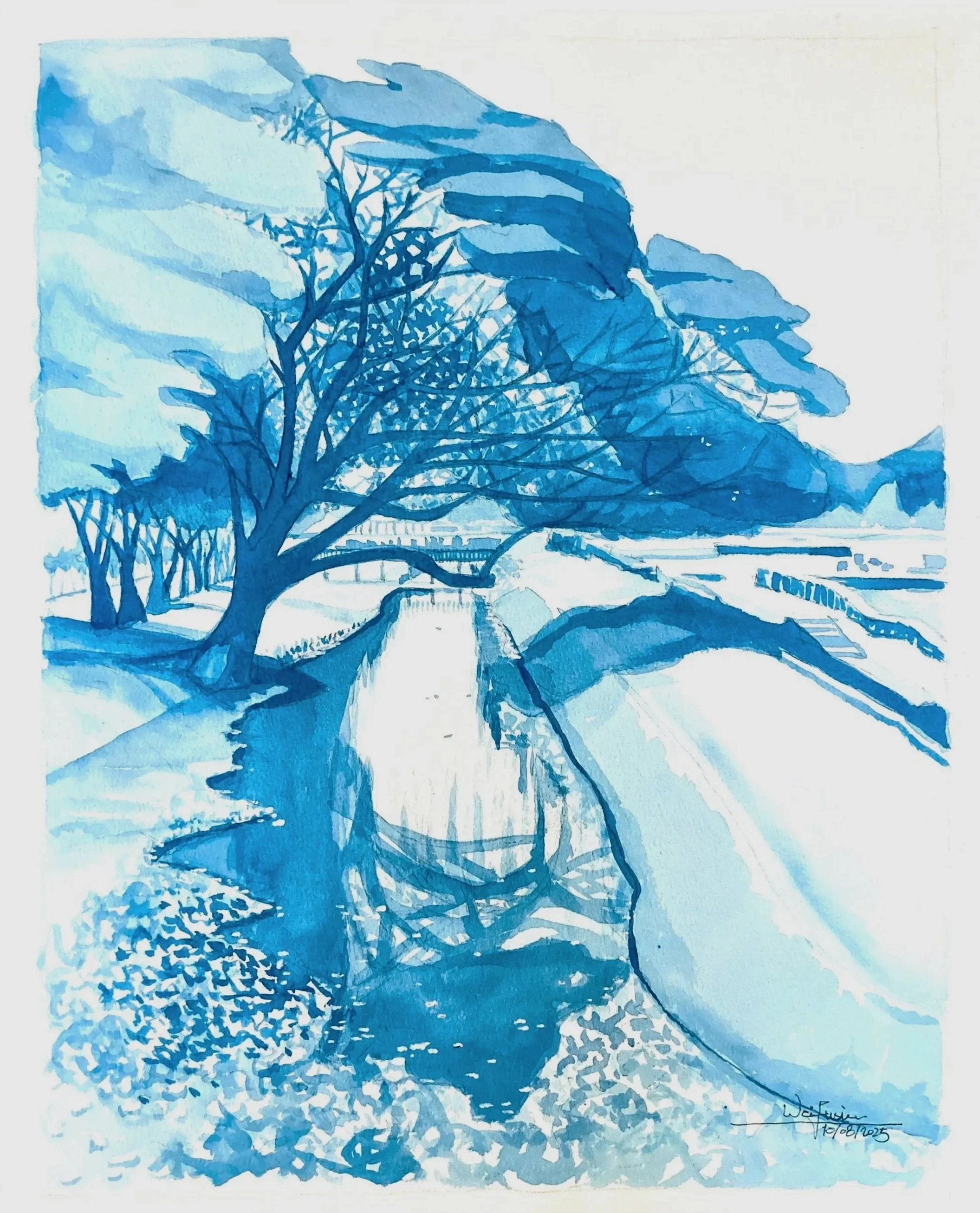 Ayutthaya Blue
Watercolor on paper 
34x46cm
2025