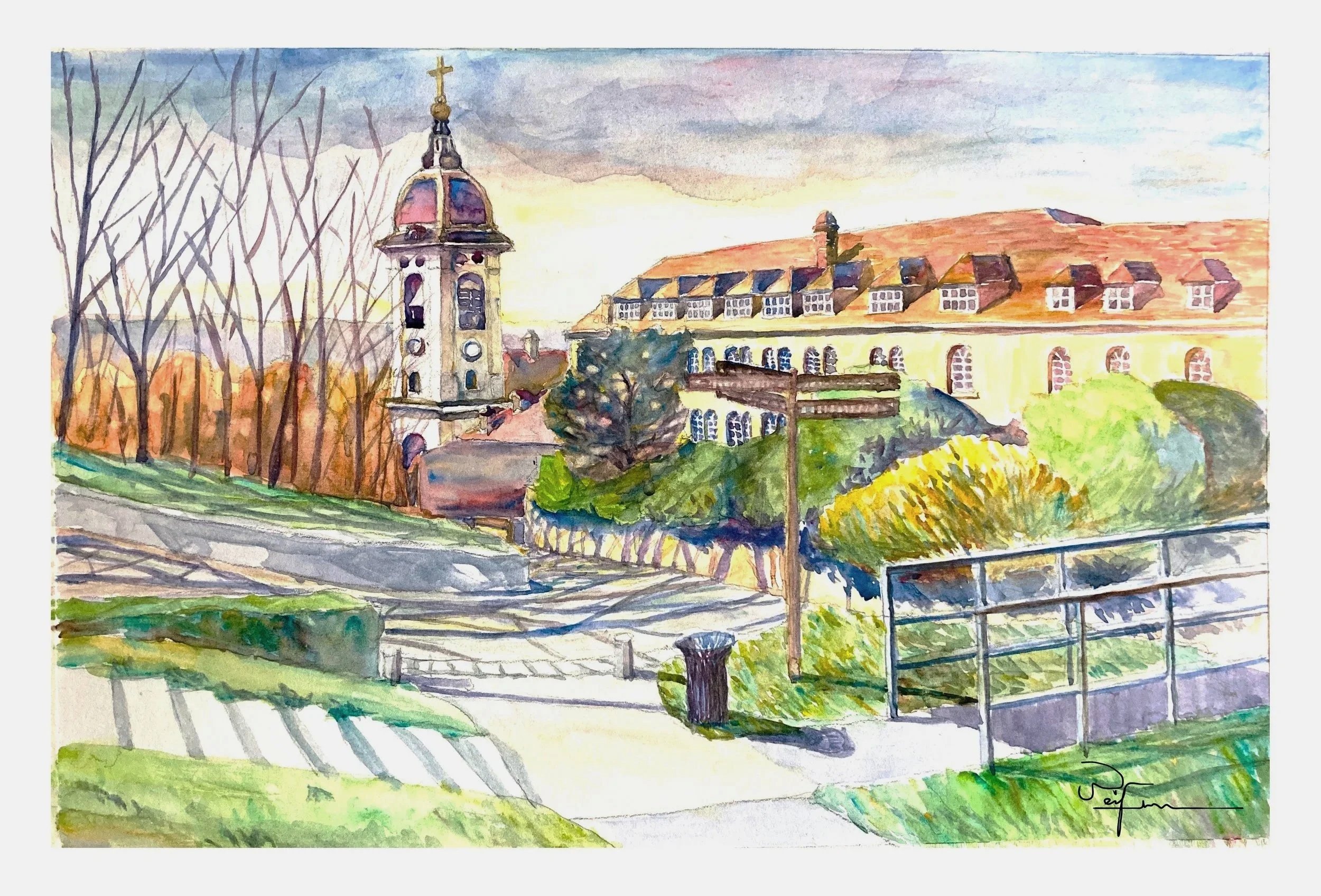 Afternoon in Besançon
Watercolor on paper
28x37cm
2025
Besançon, France