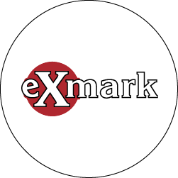 The logo for eXmark, featuring the word 'eXmark' with a red circle behind the 'X'.