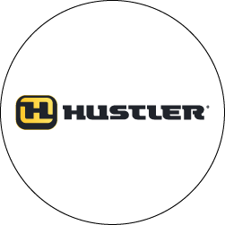 Hustler logo with black and yellow icon and black text on a white background.