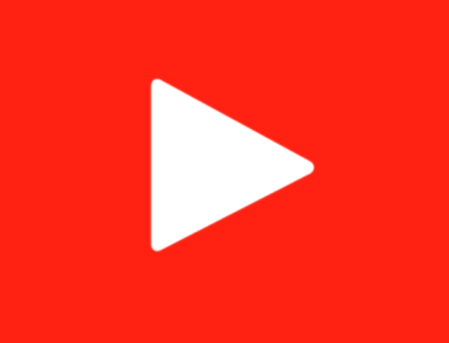 Red background with white play button icon