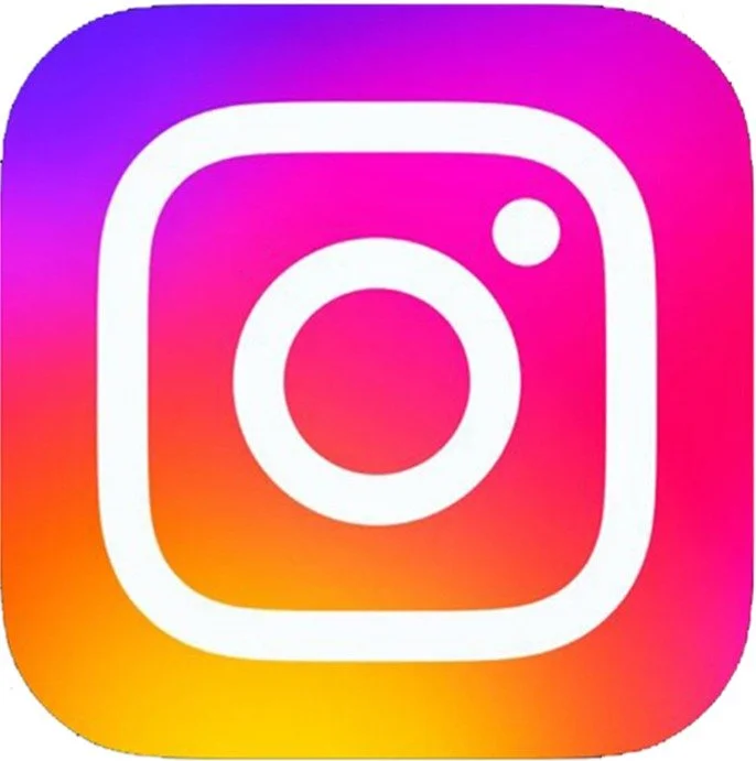 Instagram logo with a gradient background of purple, pink, orange, and yellow.